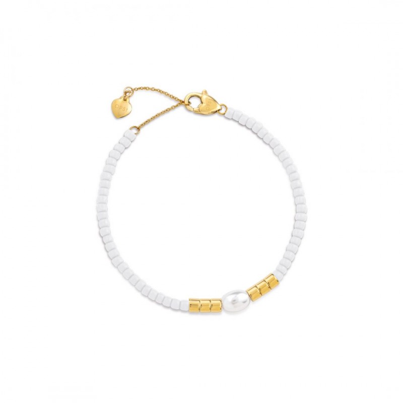 Bracciale Donna OPSOBJECTS GRAINS OPSBR-815 In Acciaio Dorato Con Perla Centrale