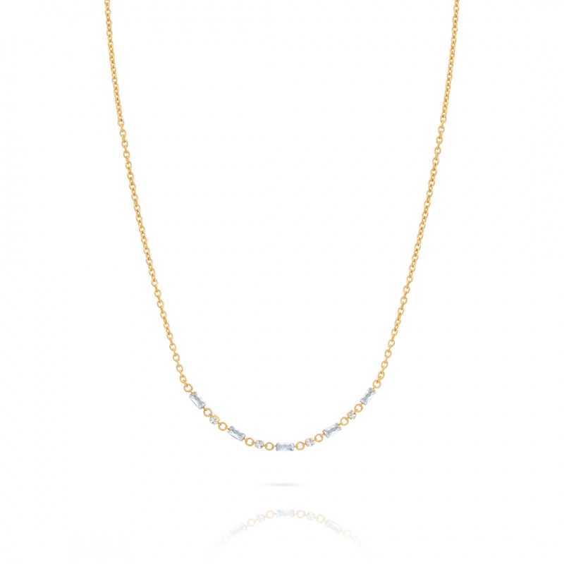 Collana Donna OPSOBJECTS SHIMMER OPSCL-808 In Acciaio Dorato Con Zirconi Baguette