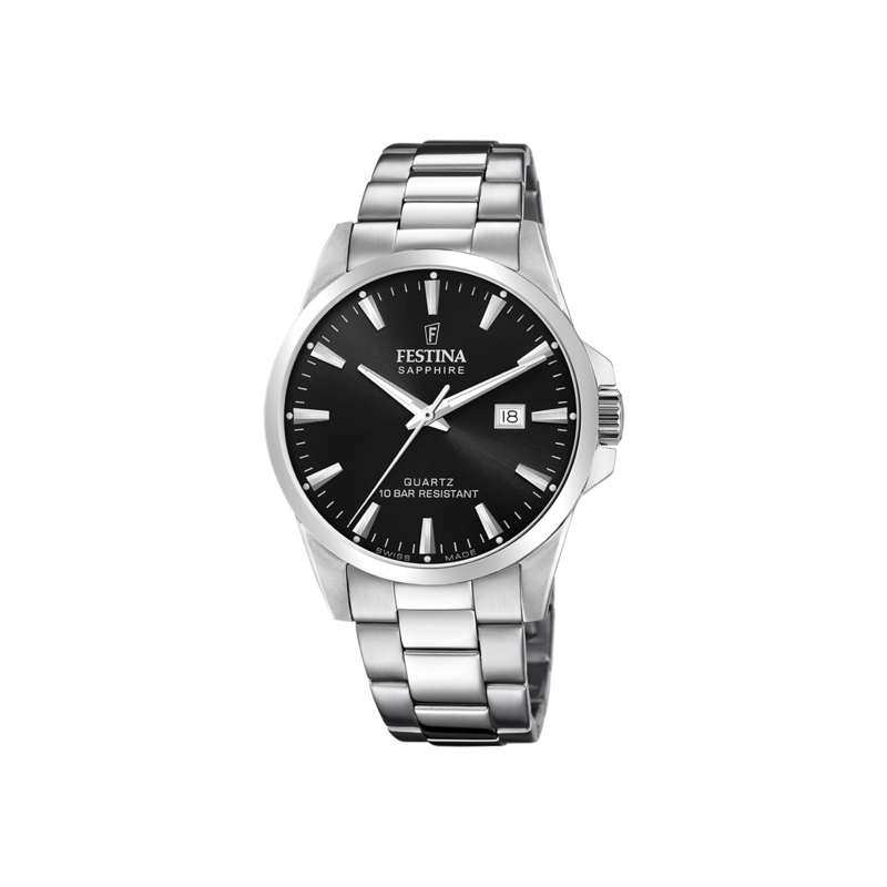 Orologio Uomo Festina F20024/4 Classico Con Quadrante Nero E Vetro Zaffiro