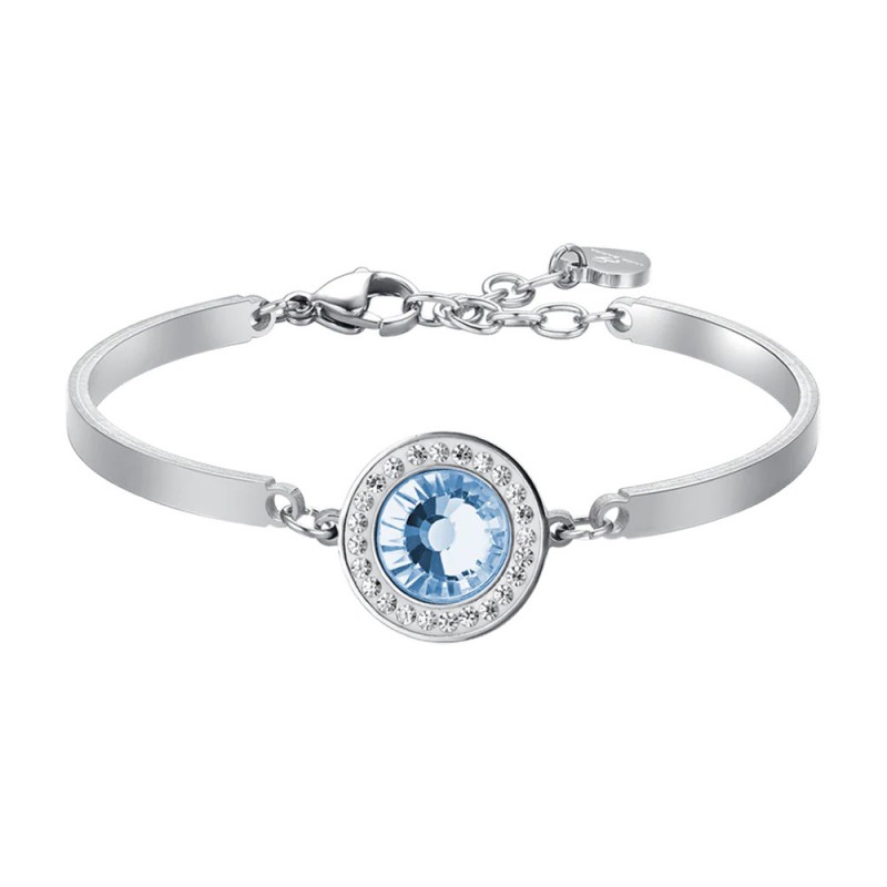 Bracciale Donna Luca Barra Semirigido In Acciaio Con Cristallo Celeste BK2560