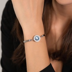 Bracciale Donna Luca Barra Semirigido In Acciaio Con Cristallo Celeste BK2560