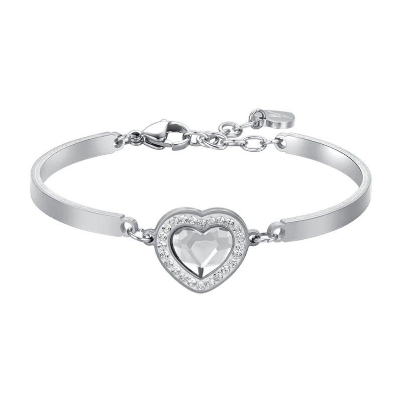 Bracciale Donna Luca Barra Semirigido Con Centrale Cuore E Cristallo Trasparente BK2557
