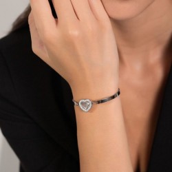 Bracciale Donna Luca Barra Semirigido Con Centrale Cuore E Cristallo Trasparente BK2557