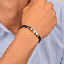 Bracciale Uomo Luca Barra BA1560 In Caucciù Con Elementi In Acciaio