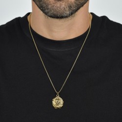 Collana Uomo Luca Barra In Acciaio Dorato Con Testa Di Leone CA480
