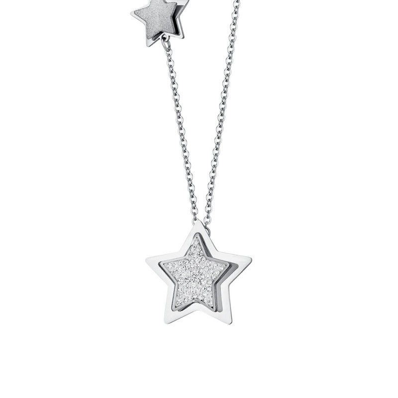 Collana Donna Lunga Luca Barra In Acciaio Con Stelle E Strass CK1959