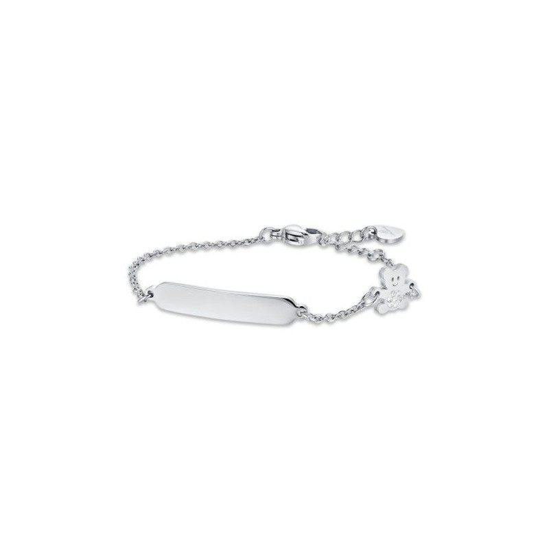 Bracciale Bimba Luca Barra In Acciaio Con Piastra E Orsetto JB177