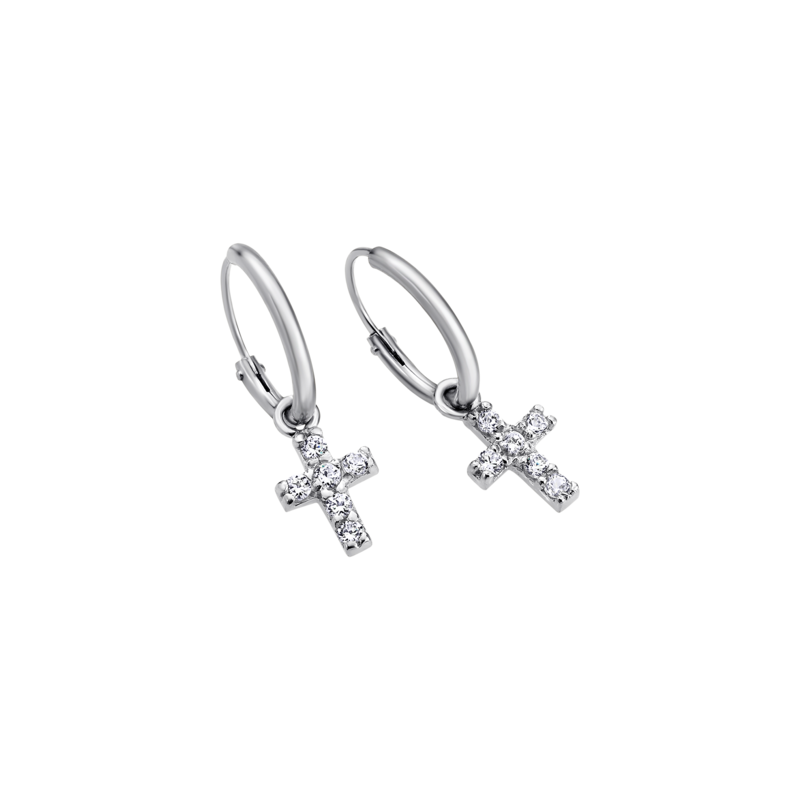 Orecchini Unisex Lotus Silver LP1243-4/1 In Argento Con Croce E Zirconi