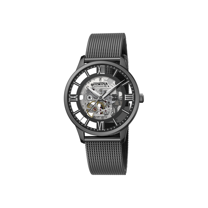 Orologio Uomo Automatico Scheletrico Festina F20535/1 Con Cassa E Cinturino Neri