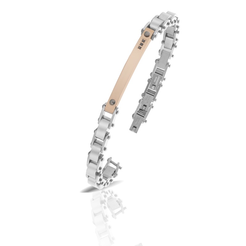 Bracciale Uomo ARKANO ABA026NRB In Acciaio Con Diamanti Neri