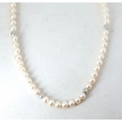 Collana Donna MIKIKO MC1416O4FCBI045 In Perle Con 4 Sfere E Chiusura Oro Bianco