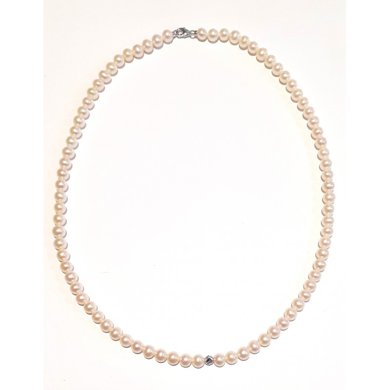 Collana Donna MIKIKO MC1437O4FCBI050 In Perle Con Sfera E Chiusura Oro Bianco