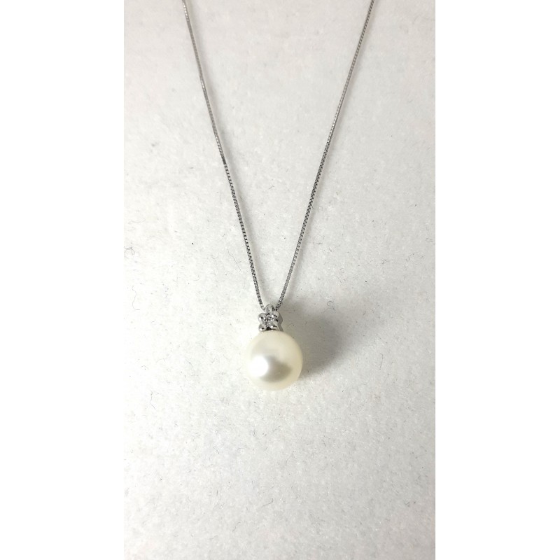 Collana Donna MIKIKO MD1017O4FABI065L In Oro Bianco Con Perla E Diamante