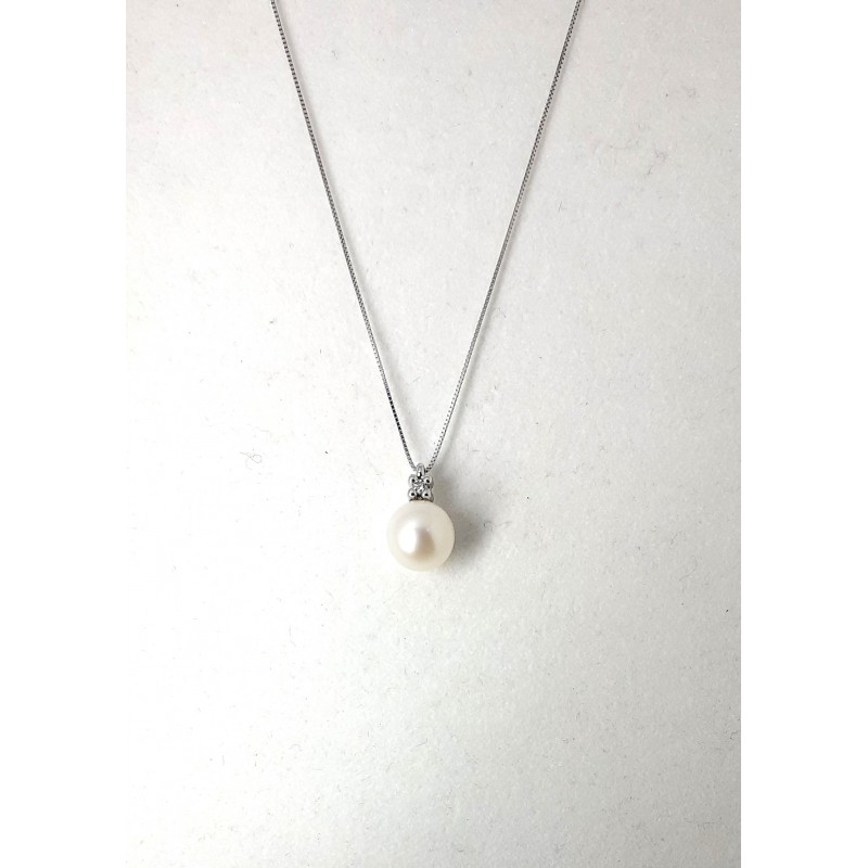 Collana Donna MIKIKO MD1017O4FABI075L In Oro Bianco Con Perla 7,5-8 mm E Diamante