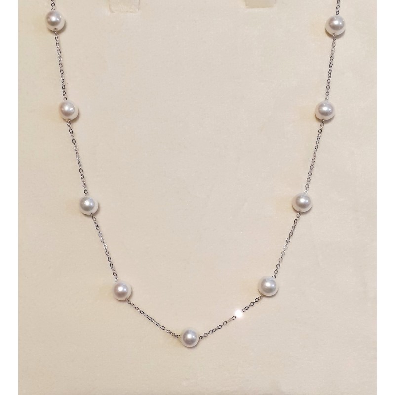 Collana Donna MIKIKO MD0989O4FBBI065 In Oro Bianco E Perle 6,5-7 mm