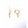 Orecchini Unisex GIOJA Argento COR21 D In Argento Dorato A Cerchio Con Croce