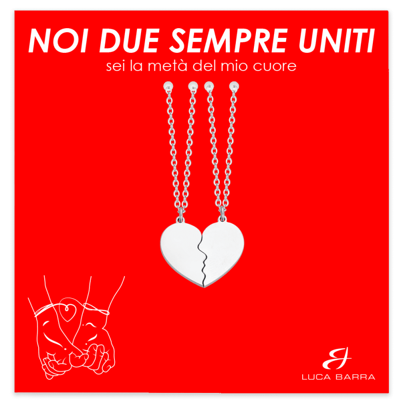 Doppia Collana Luca Barra CK1969 In Acciaio Con Cuore Diviso
