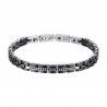 Bracciale Uomo Luca Barra BA1674 In Acciaio E Ceramica Con Cristalli Neri
