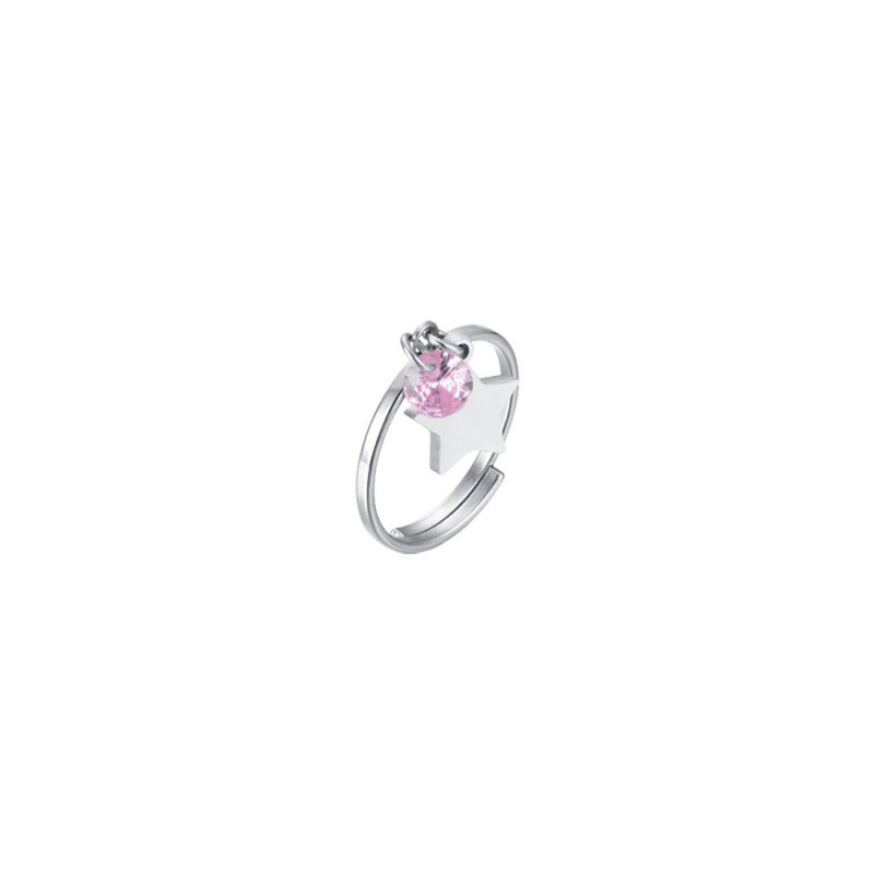 Anello Donna Luca Barra ANK510 In Acciaio Con Stella E Cristallo Rosa
