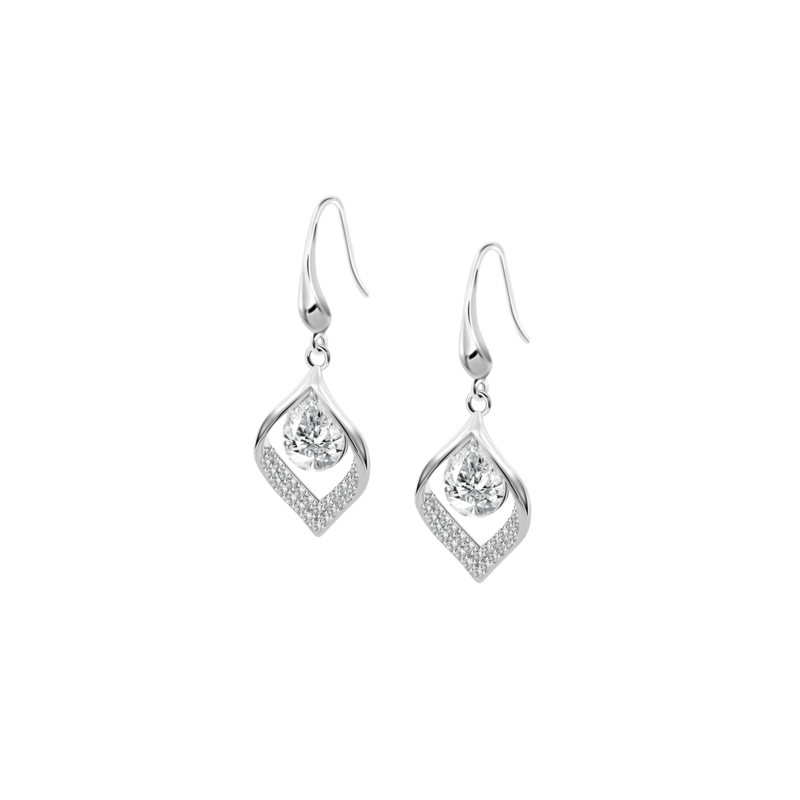 Orecchini Donna Lotus Silver LP3711-4/1 Pendenti Con Cristallo A Goccia