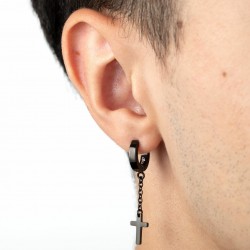 Orecchini Uomo Lotus Style LS2173/4/2 A Cerchio Con Croce Pendente