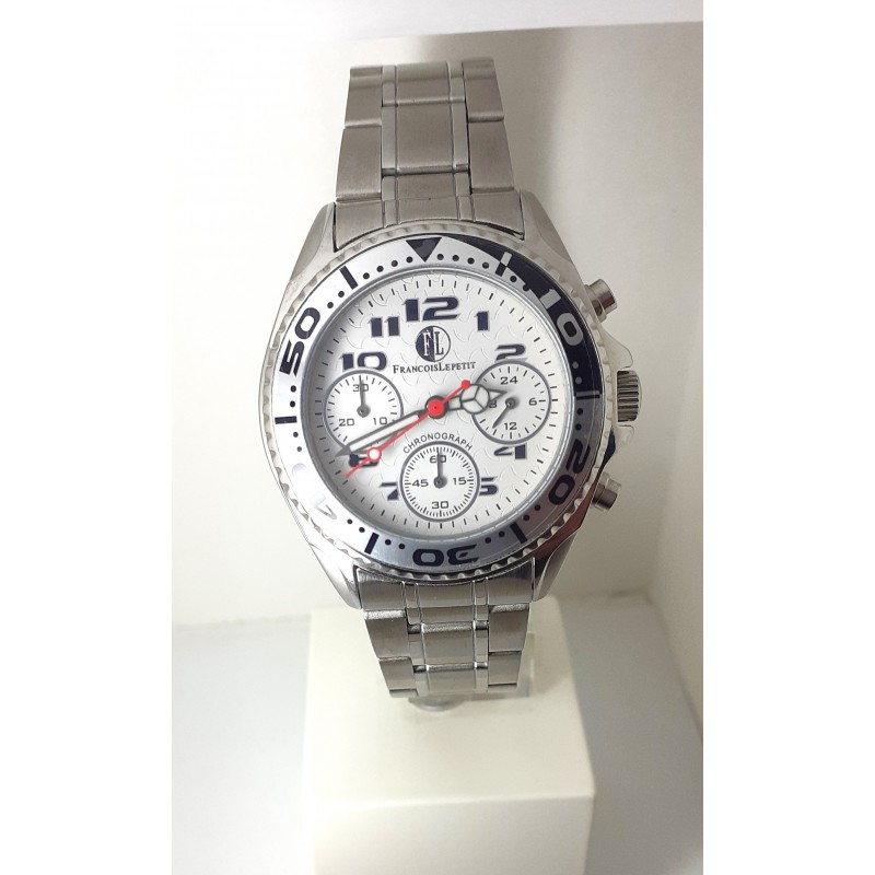Orologio Unisex Cronografo Francois Lepetit 038221C Con Quadrante Bianco
