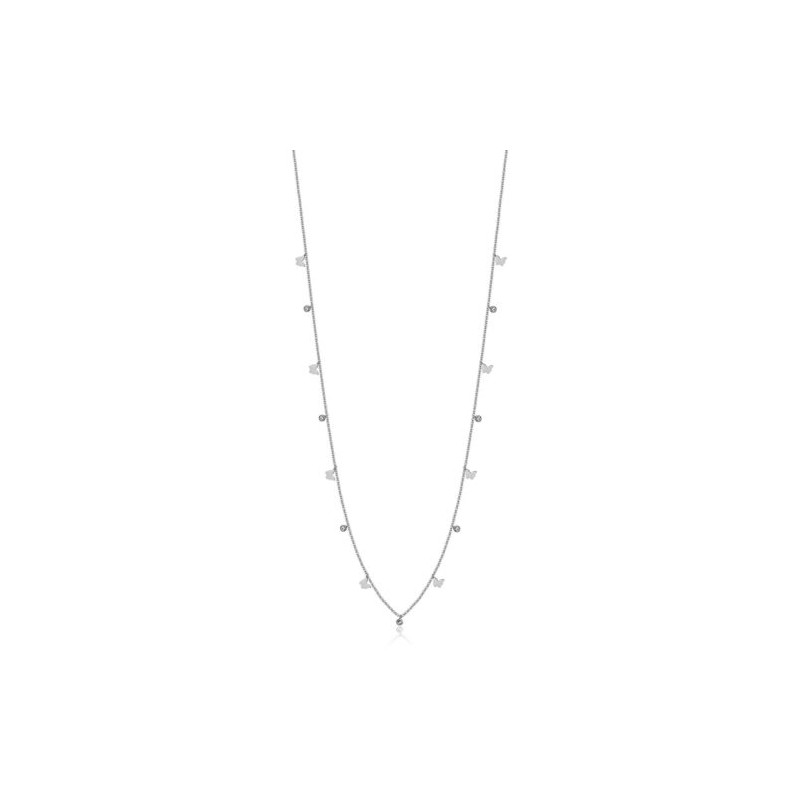 Collana Lunga Donna Luca Barra CK1996 In Acciaio Con Cristalli E Farfalle