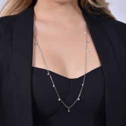 Collana Lunga Donna Luca Barra CK1980 In Acciaio Con Cristalli