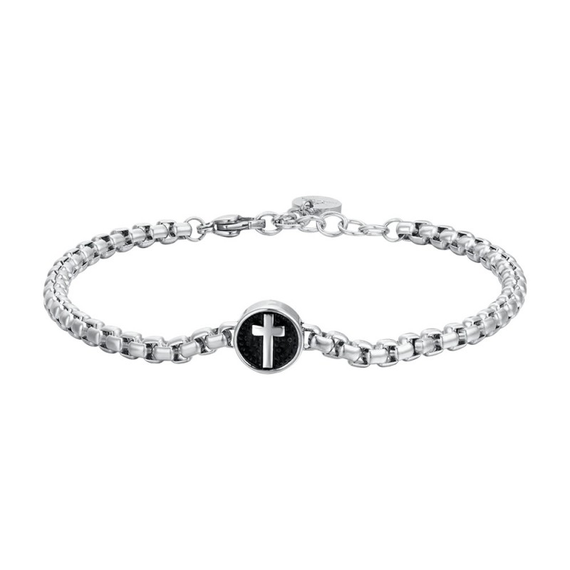 Bracciale Uomo Luca Barra BA1709 In Acciaio Con Croce