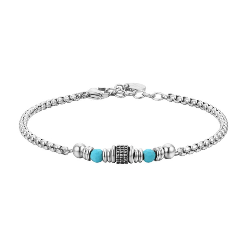 Bracciale Uomo Luca Barra BA1703 In Acciaio Con Pietre Turchesi