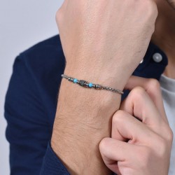 Bracciale Uomo Luca Barra BA1703 In Acciaio Con Pietre Turchesi
