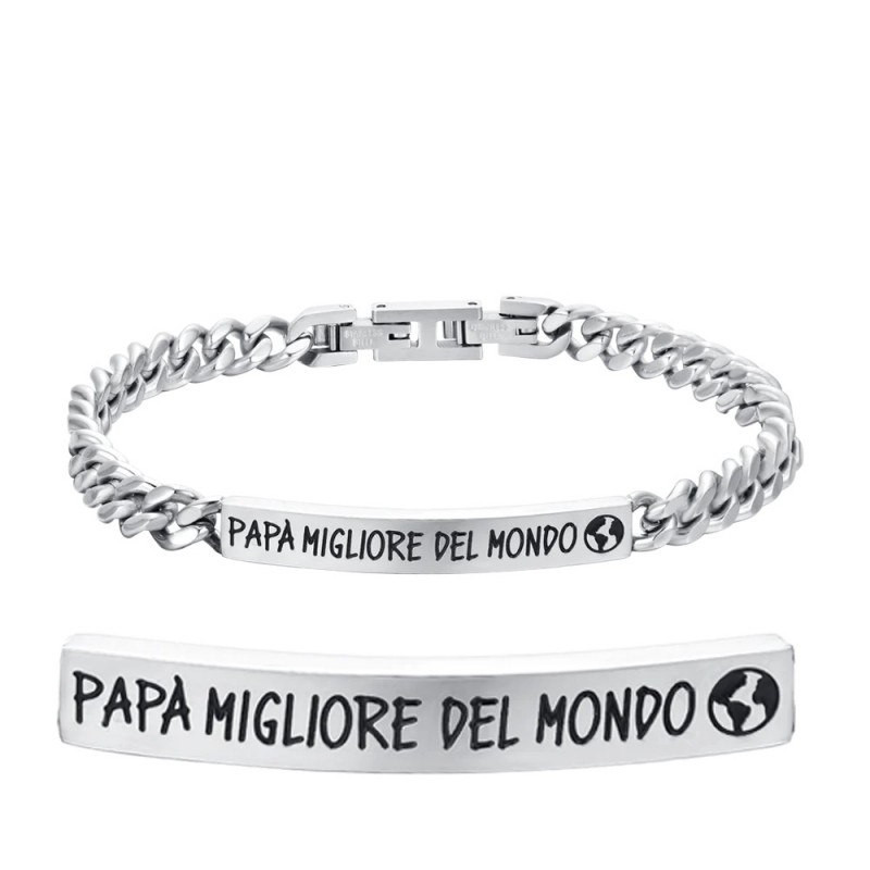 Bracciale Uomo Luca Barra BA1716 Con Scritta "Papà Migliore Del Mondo"