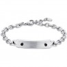 Bracciale Uomo Luca Barra BA1726 In Acciaio Con Piastra E Borchie Nere