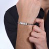 Bracciale Uomo Luca Barra BA1726 In Acciaio Con Piastra E Borchie Nere