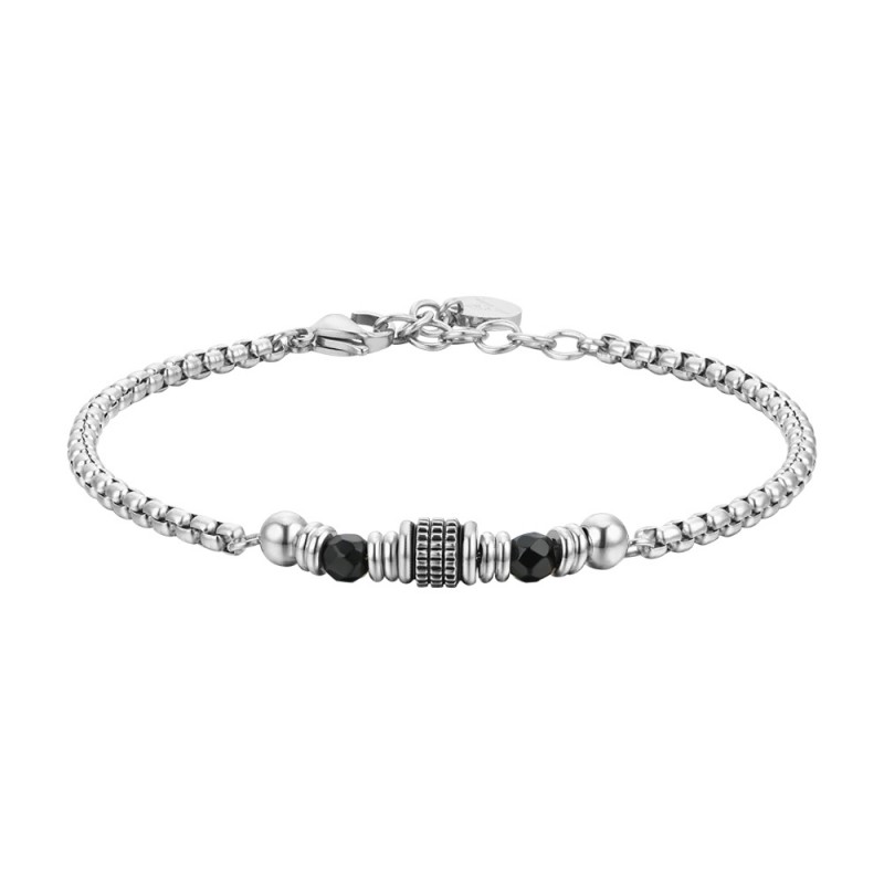 Bracciale Uomo Luca Barra BA1702 In Acciaio Con Pietre Nere