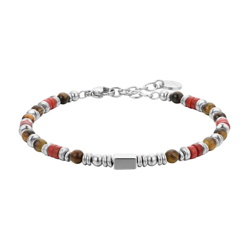 Bracciale Uomo Luca Barra BA1692 In Acciaio Con Pietre Multicolore