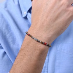 Bracciale Uomo Luca Barra BA1692 In Acciaio Con Pietre Multicolore