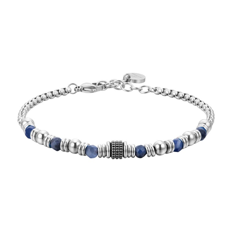 Bracciale Uomo Luca Barra BA1698 In Acciaio Con Pietre Blu