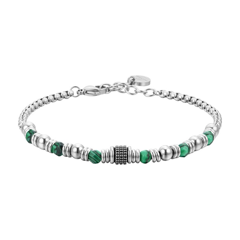 Bracciale Uomo Luca Barra BA1700 In Acciaio Con Pietre Verdi