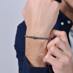 Bracciale Uomo Luca Barra BA1700 In Acciaio Con Pietre Verdi