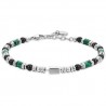 Bracciale Uomo Luca Barra BA1689 In Acciaio Con Pietre Verdi E Nere