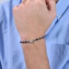 Bracciale Uomo Luca Barra BA1691 In Acciaio Con Pietre Nere E Occhio DI Tigre