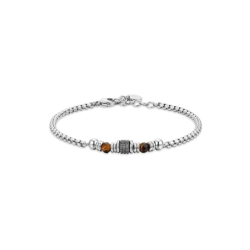 Bracciale Uomo Luca Barra BA1705 In Acciaio Con Pietre Occhio Di Tigre