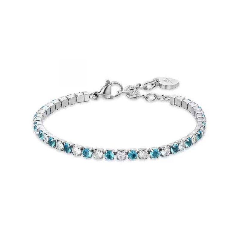 Bracciale Donna Luca Barra BK2636 Tipo Tennis Con Cristalli Trasparenti E Celesti