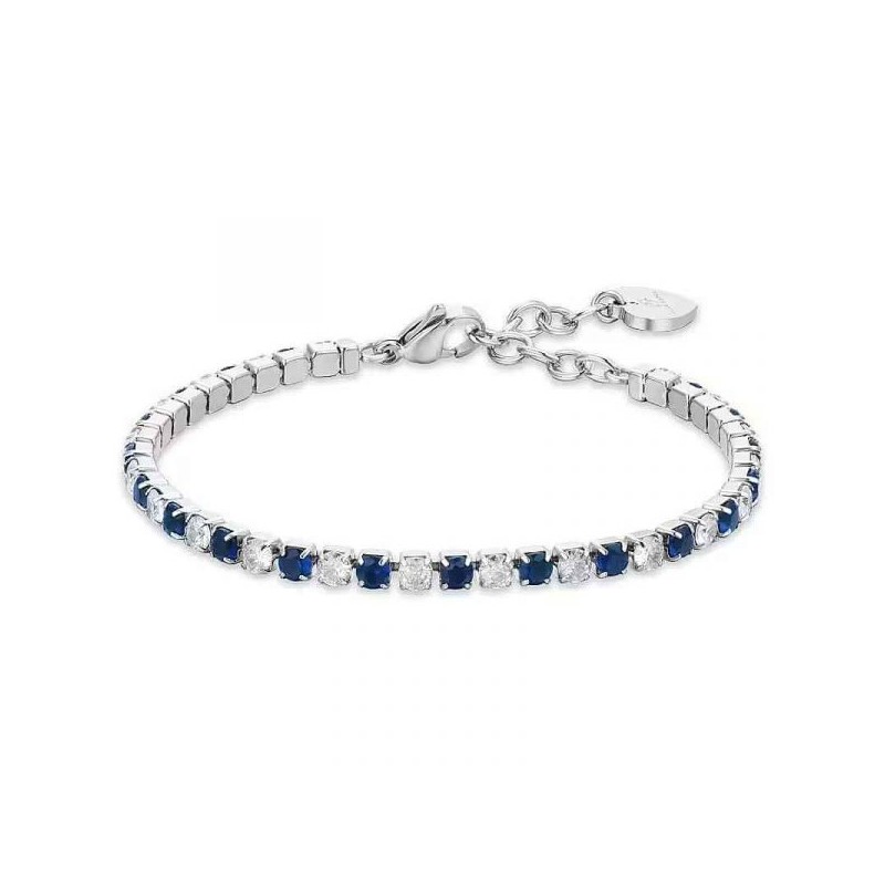 Bracciale Donna Luca Barra BK2637 Tipo Tennis Con Cristalli Trasparenti E Blu