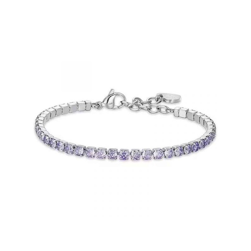 Bracciale Donna Luca Barra BK2625 Tipo Tennis Con Cristalli Viola