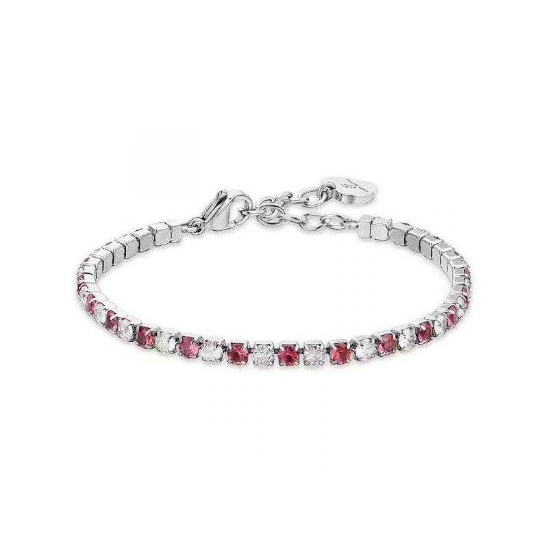 Bracciale Donna Luca Barra BK2635 Tipo Tennis Con Zirconi Fucsia E Trasparenti