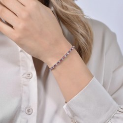 Bracciale Donna Luca Barra BK2635 Tipo Tennis Con Zirconi Fucsia E Trasparenti