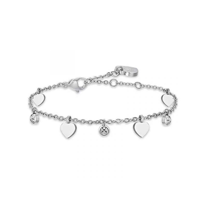 Bracciale Donna Luca Barra BK2616 In Acciaio Con Cuori E Cristalli