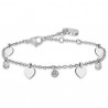 Bracciale Donna Luca Barra BK2616 In Acciaio Con Cuori E Cristalli